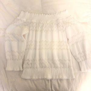 Off the Shoulder Sheer White Blouse